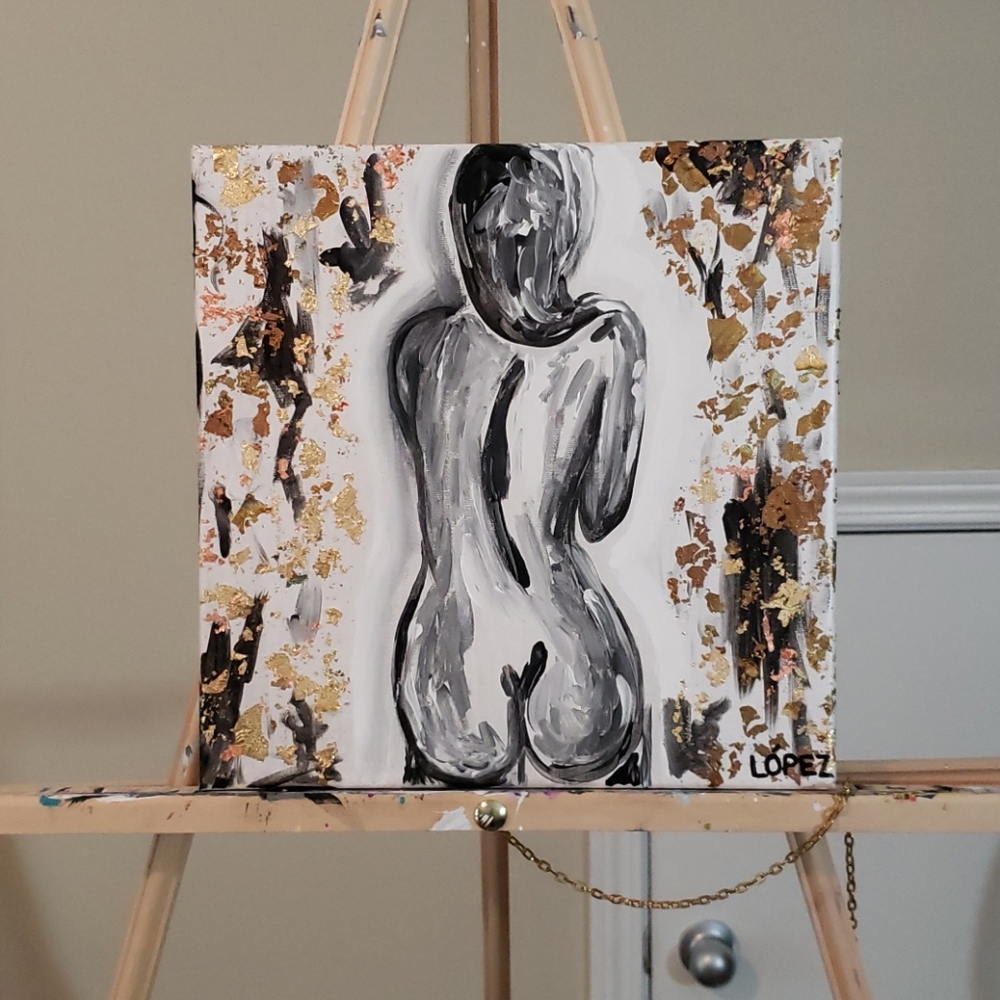 Original art painted canvas nude decor wall decor